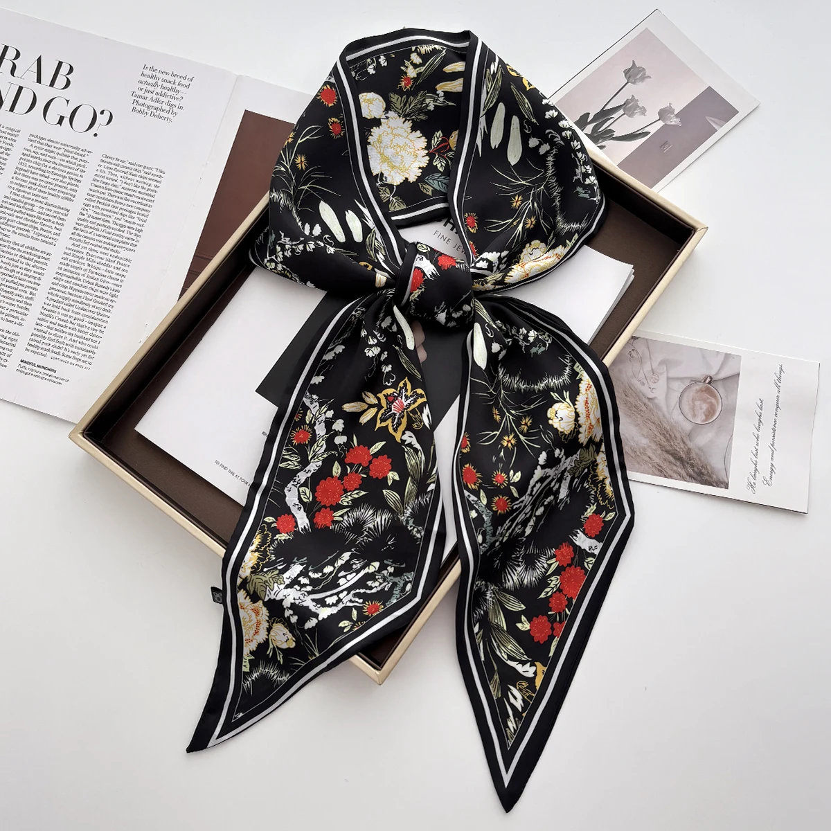 Роскошный шарф с принтом, узка – обзор и цена Ascot Neck Scarf